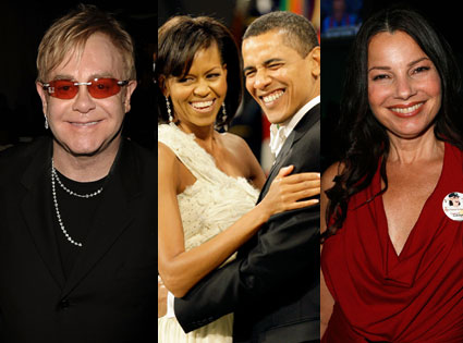 Elton John, Michelle Obama, Barak Obama, Fran Drescher Elton John, Michelle Obama, Barak Obama, Fran Drescher